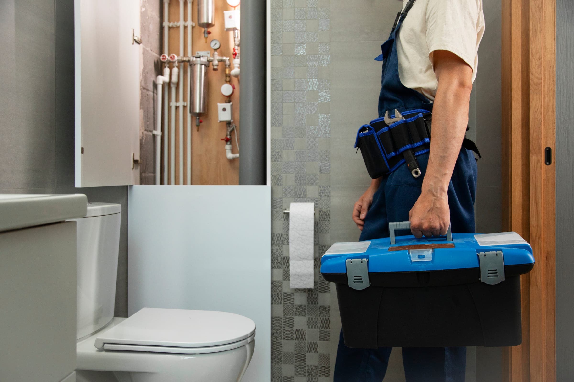 Plumber with a toolbox